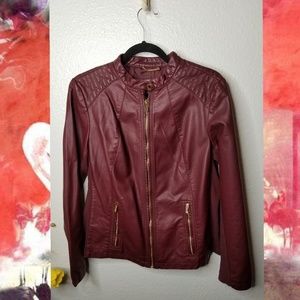 Calvin Klein Burgundy Leather Jacket
